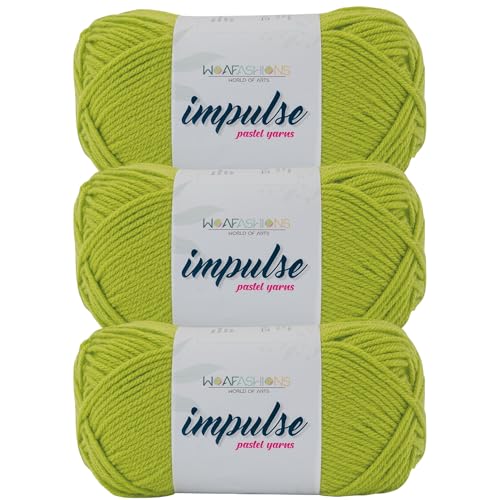 Image of WOAFashions Impulse Hand Knitting & Crochet Yarn, Premium Acrylic, 4 : Medium (Sulphur Spring) (3x100gms / 3.5oz / 200mtr / 218yds)