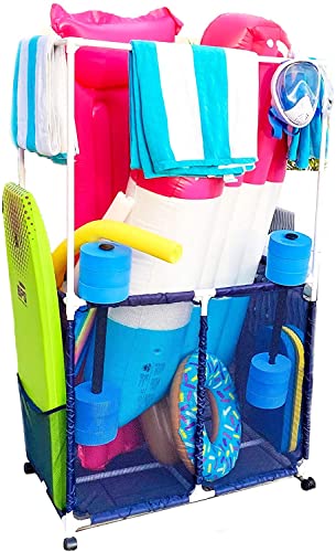 Pool Equipment Storage Organizer with Towel Bars