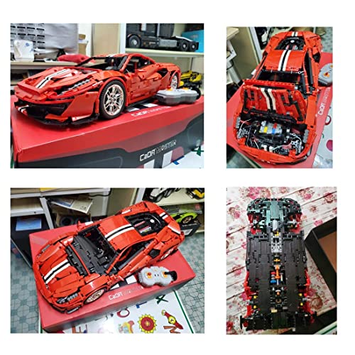 OWAHO 1: 8 Technologie Technik Ferrari 488 Pista Sport Car Building Blocks Modell, 3187 Teile Klemmblöcke… – Bild 7
