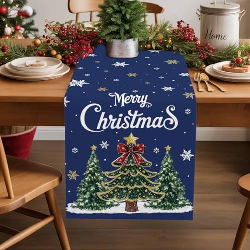 Koboosousyo テーブルランナー 食卓飾り 冬 クリスマス クリスマスツリー 雪の結晶 テーブルセンター おしゃれ パーティー テーブル 食卓 上質 厚手 洗濯可 耐熱 36x183cm