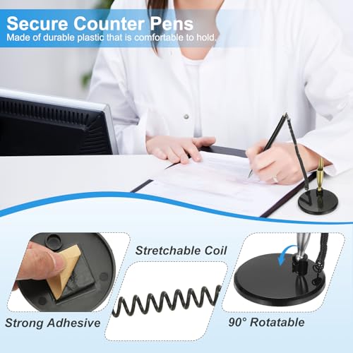 PATIKIL 6 canetas seguras com corrente adesiva e suporte de caneta de segurança, canetas de balcão d