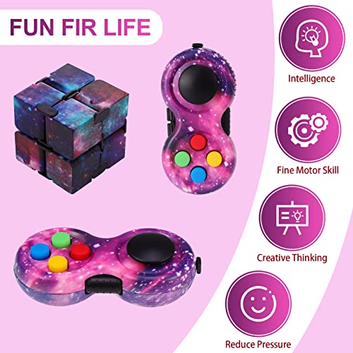 2Pcs Fidget Controller Pad, Infinity Cube Fidget Toy Set Handheld Cube Cam Anxiety And Stress Relief Fidget Toy For Teenagers Adults #TOP2