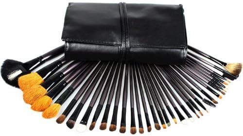 34 Pcs Professional Cosmetics Makeup Brushes Set Kits with Black Synthetic Leather Bag