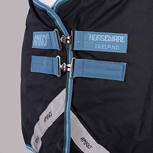 Image of Horseware Amigo Bravo 12 Original Turnout 100g - Navy /Turquoise & Aqua & Blue, 81