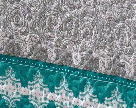 Fancy Collection 2 Pc Twin/Twin XL Over Size Quilted Bedspread Set Aqua Turquoise Coastal Plain/Gray Green White Elegant Design New - Image 2