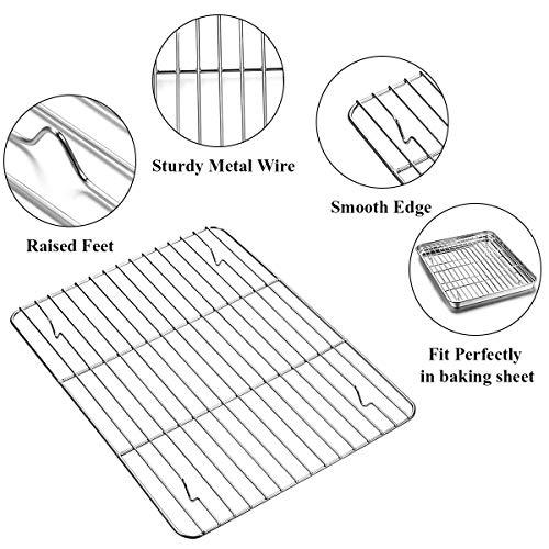 Wildone Baking Sheet With Rack Set [2 Sheets + 2 Racks], Stainless Steel Cookie Pan Baking Tray With Cooling Rack, Size 12 X 10 X 1 Inch, Non Toxic & Heavy Duty & Easy Clean #TOP2