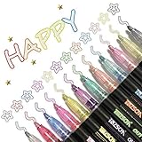 ▶Double Line Outline Pens - Diese unglaublichen, selbst umrissenen Marker, die die Pigmenttinte übernommen haben, sind von einem zweifarbigen Effekt umgeben. Die eine lebendige Farbe ergeben und einen funkelnden Glanz verleihen. Reibungslose Anwendung und trocknet schnell.