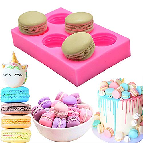 Busoha 6-Cavity 3D Macaroon Silicone Mold For Fondant, Macaron Hamburger Baking Molds, Candle Mold, Muffin Molds, Cake/Cupcake Decorating, Chocolate, Candy, Polymer Clay, Mini Soap, Bath Bomb #TOP1