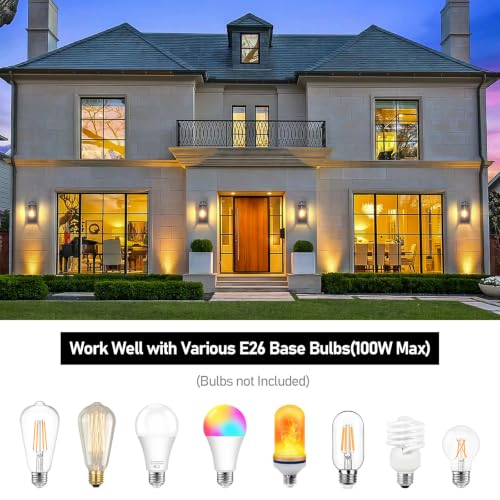 Image of BesLowe Outdoor Wall Light Fixtures, Outside Porch Lights, Graphite Gray | Waterproof Metal Construction, Rust-resistant, Quick & Easy Installation, Clear Glass Shades & Standard E26 Socket