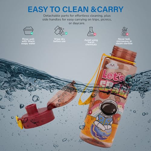 Image of BAYBEE Space 700ml Sipper Bottle for Kids, Anti-Spill Sippy Water Bottle- BPA Free |Sippy Cup, Baby Bottle Sippers | Sipper Water Bottle for Kids Infants & Toddlers 6 Months to 9 Years (Orange)