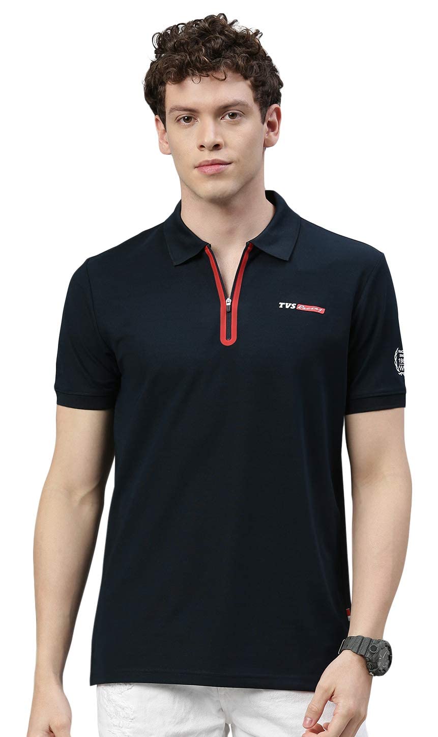 TVS Racing Polo T Shirt Polyester (Solid Blue-M)