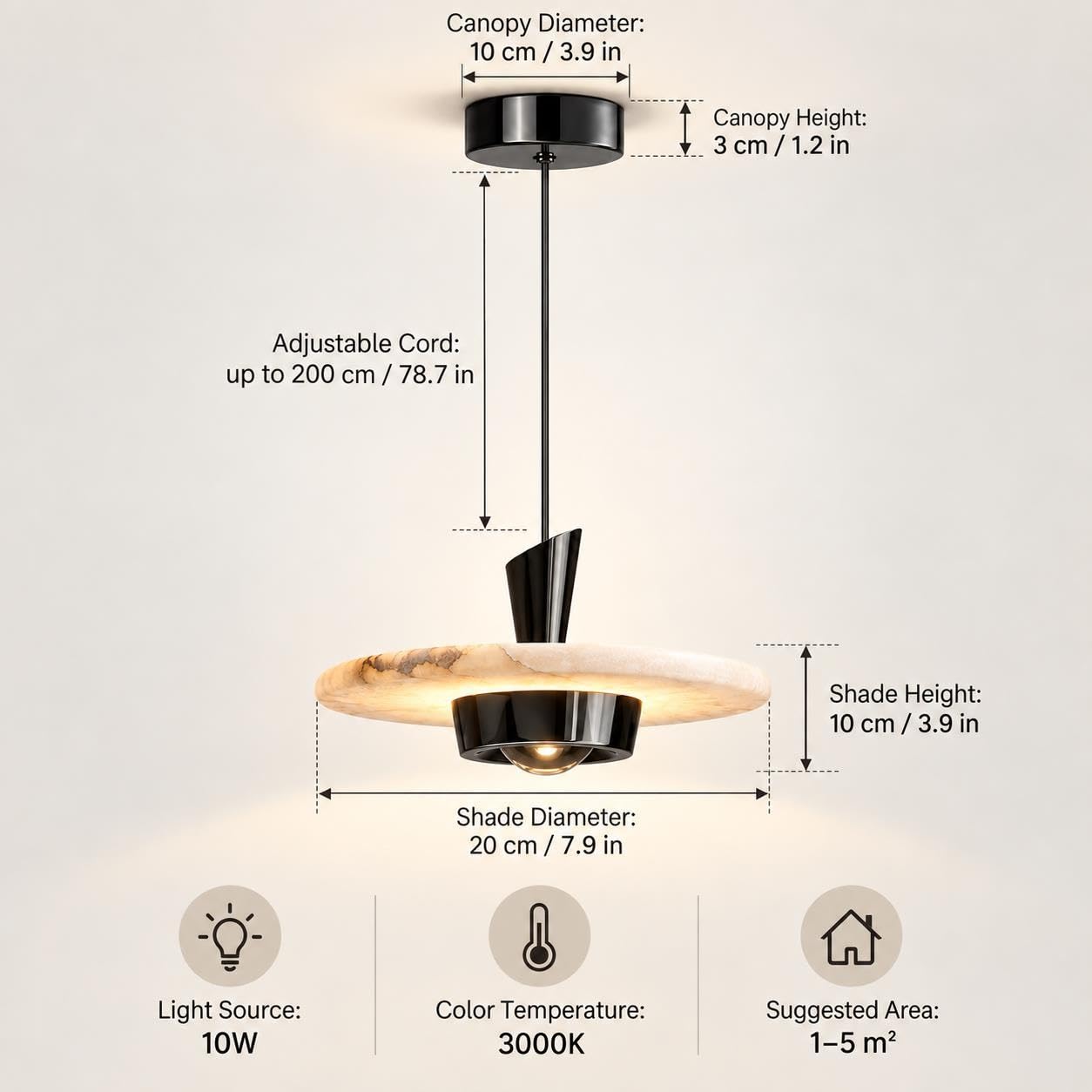 Lampada a sospensione ultrasottile, lampada a sospensione in alabastro