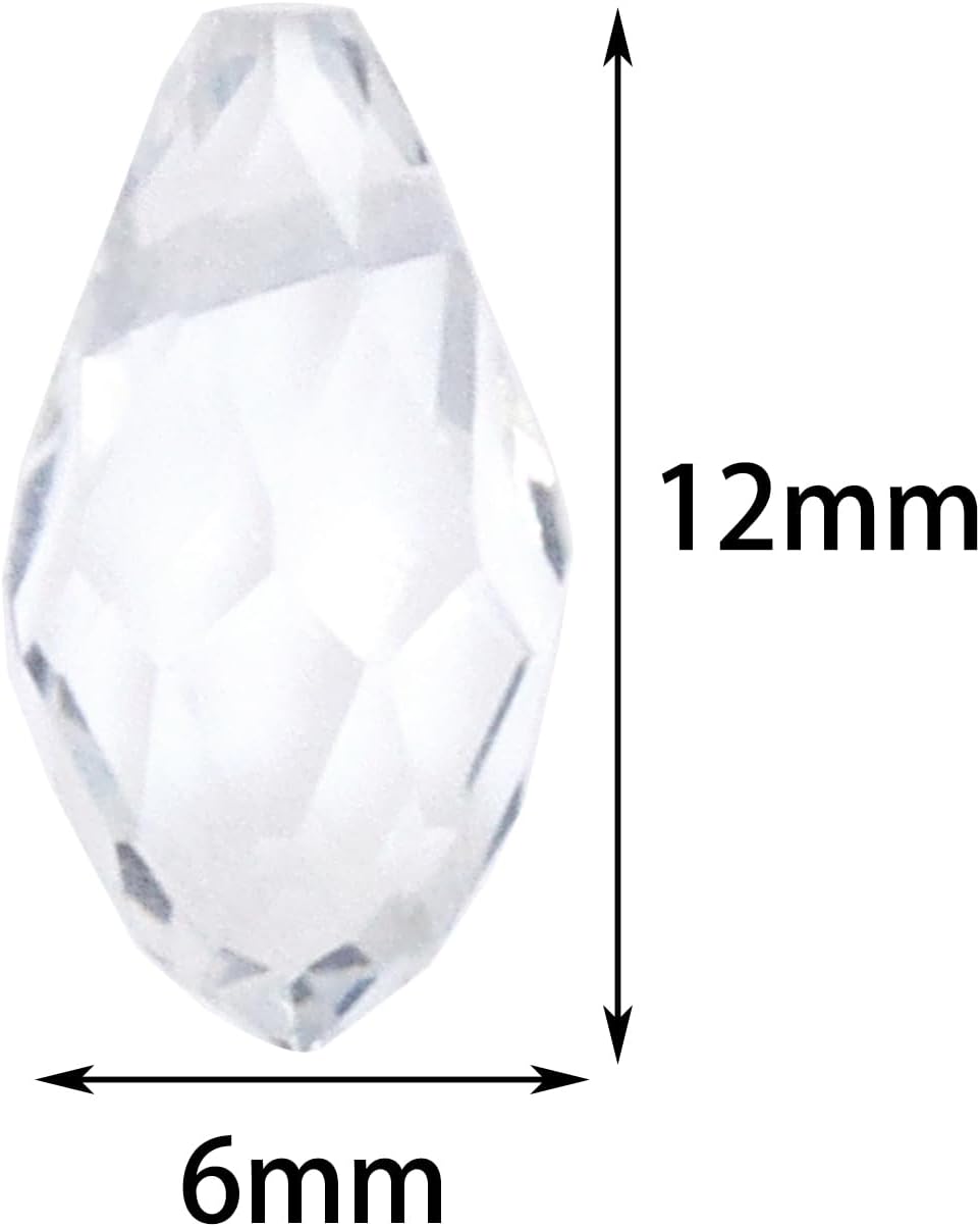 Teardrop Crystal Glass Beads Faceted Hanging Dangle Pendant for Chandelier Jewelry Making Drilled Beads Bracelet Earring Necklace Crafting, 6x12mm, 100PCS (Clear) - Image 2