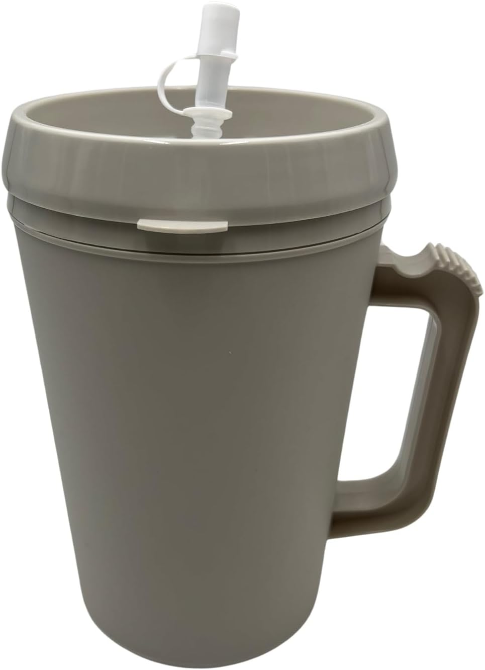 Sandhill Tools Double Wall Insulated Mug with Straw 34 Oz Refillable Hot and Cold Water Bottle with Sipping Spout, Gray (2 Pack)
