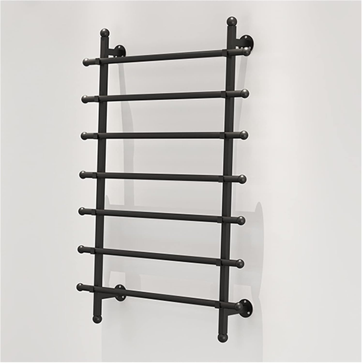 with Removable Cross Bars,7 Tiers Metal Wall Mount Ribbons Rack Towels Shelf Scarves Holder Wrapping Paper Organizers, Shop(Black,100x120cm/39.3x47.2in)