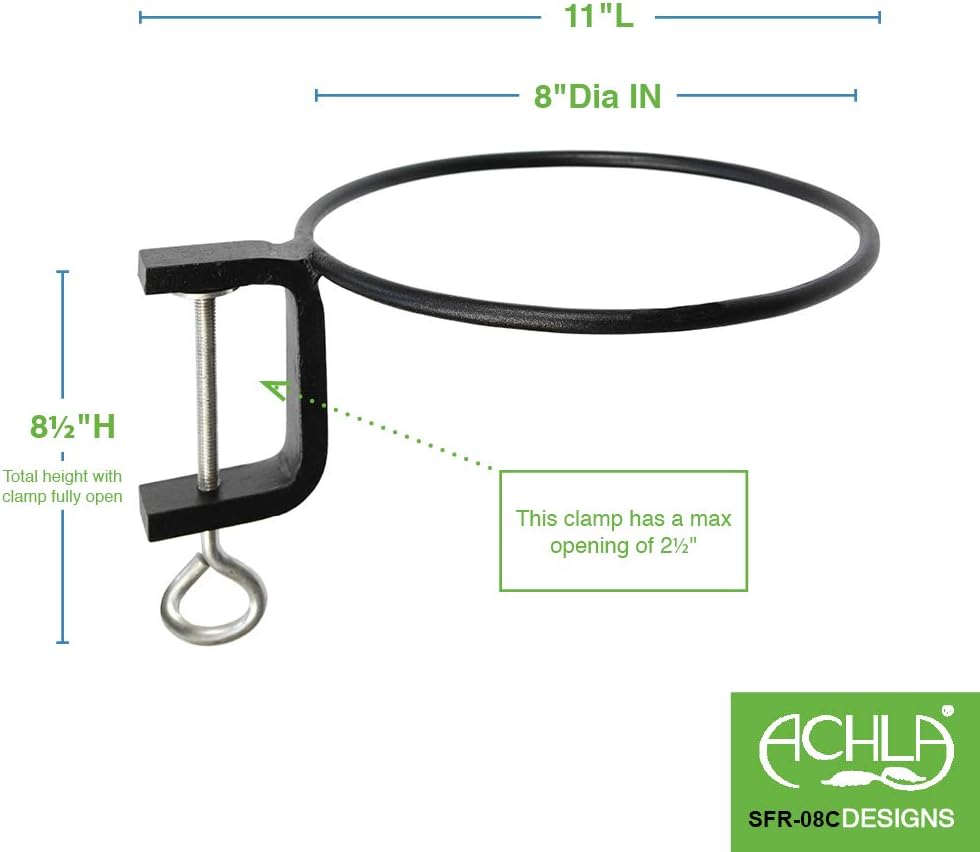 Achla Designs SFR-08C-2 Clamp-On Flowerpot Ring, Black