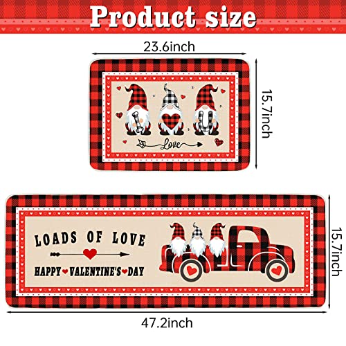 Svepndic Buffalo Plaid Mats Set Of 2 Valentine's Day Kitchen Rugs Gnome Decorative Doormat Seasonal Holiday Wedding Party Profile Floor Mat For Home Kitchen #TOP2