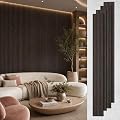 MISSDAY Wood Slat Acoustic Wall Panels, 4 Packs 94.5" x 12.6" Dark Walnut Soundproof Panel For Interior Wall Decor Noise Absorbing-3D Textured Wooden Panel Sound-Absorbing for Home, Office, Studio