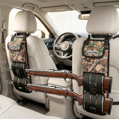Seat Back Gun Rack (A Pair), Heavy Duty Back Seat Gun Holder for Truck, 600D Oxford Cloth Hunting Rifle Holder with Adjustable Straps and Buckle, Automotive Rifle Rack Hunting Accessories