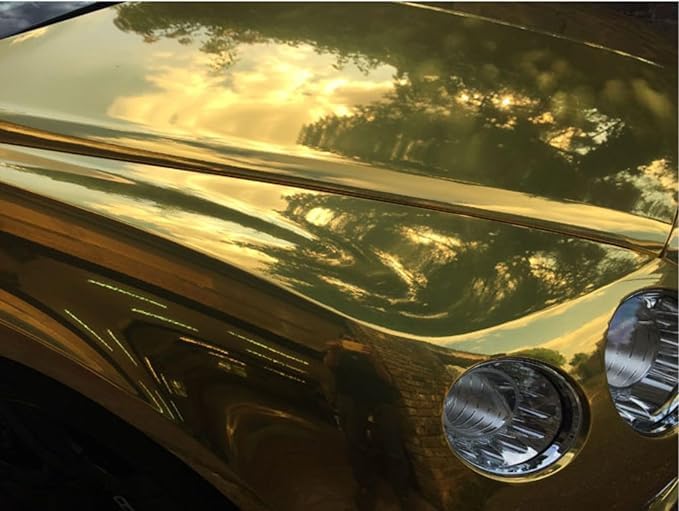 Image of WALLMATE Carbon & Matellic Wrap Sheet Roll Film Sticker Decal Waterproof Car Styling Wrap Auto Vehicle Accessories (12x48 Inch, Gold Chrome)