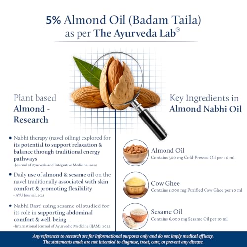Image of Blue Nectar Nabhi Oil with Ghee & Almond | Nabhya Dhara Belly Button Oil for Digestion & Joint Support | Authentic Ayurvedic Care for Knee, Back, & Body Ache | 21 Herbs | 10 ml