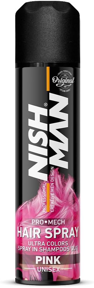 Nishman Professional Hair Color Spray | Cruelty, Peroxide & Ammonia Free | Suitable For Daily Use | Unisex Temporary Hair Color - Pink | 150 ML