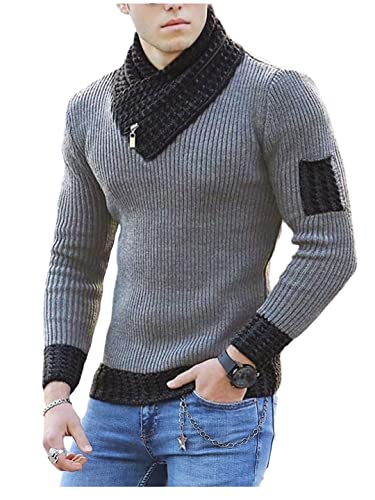 Men's Winter Turtleneck Retro Style Sweater Slim Fit Warm Pullover Knit Sweater Thick Top Men