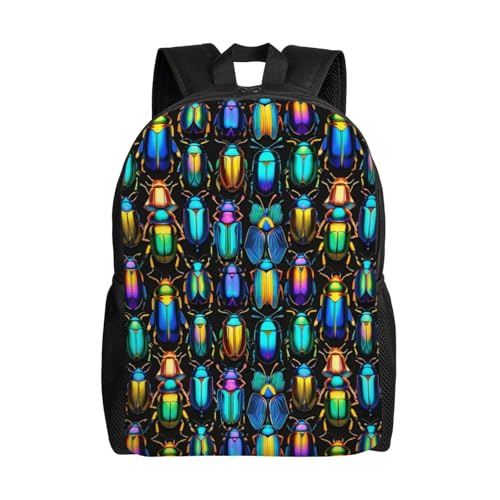 16in Lightweight Travel Backpack Iridescent Beetles Casual Daypack for Outdoor Enthusiasts, Business Men & Women, Travel Ready Design