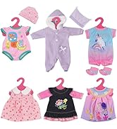 Bibi Doll - Set of 6 Dolls Clothes Outfits for 12 to 16 Inch New Born Baby Dolls - Rompers Pink D...