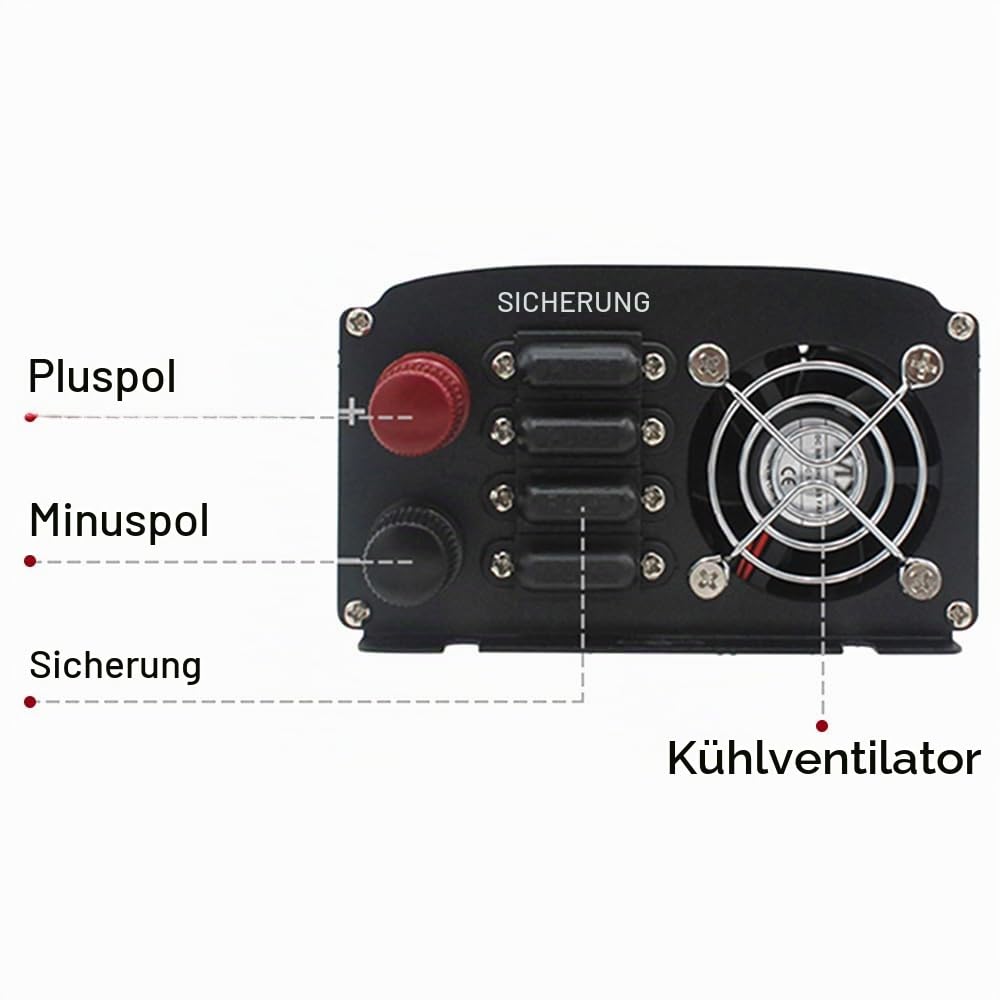 Yinleader 1500W/3000W 12V /24V auf 230V KFZ Spannungswandler-Auto Wechselrichter Auto Spannungswandler KFZ Inverter mit 2 EU Steckdosen und LCD Display Zigarettenanzünder für Auto Wohnmobil Camping
