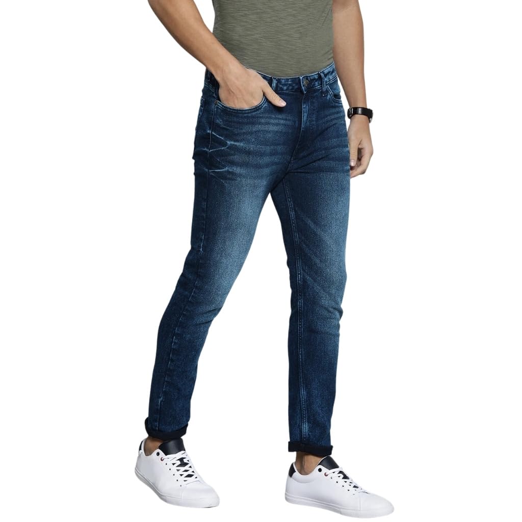 the indian garage co Men Slim Fit Solid Mid-Rise Stretchable Jeans-picture-41