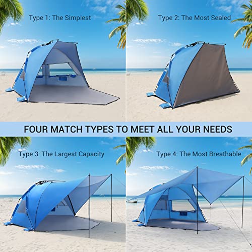 Beach Tent With 360° Removable Canopy, 4-6 Person Pop Up Sun Shade Shelter, Upf 50+ Automated Installation Double Silver Coating Portable Lightweight Beach Cabana For Beach/Camping/Outdoor/Park/Travel #TOP4