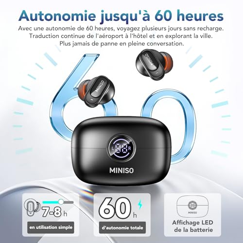 Écouteurs de traduction IA MINISO MS105 pour comprendre toutes les langues
