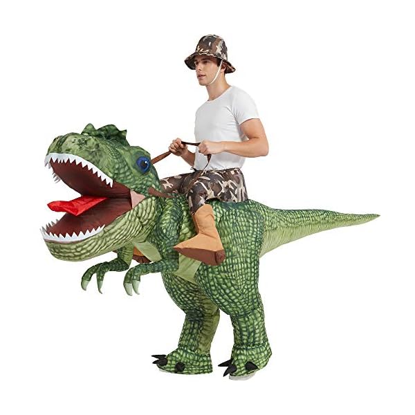 One casa inflatable costume dinosaur riding t rex air blow up funny party halloween costume for adult - image 3