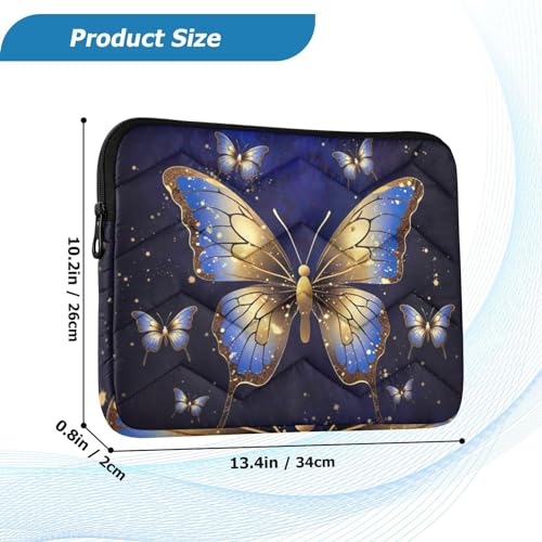 Funda Azul Dorado Mariposa para Portátiles 13-14 Pulgadas miniatura 3