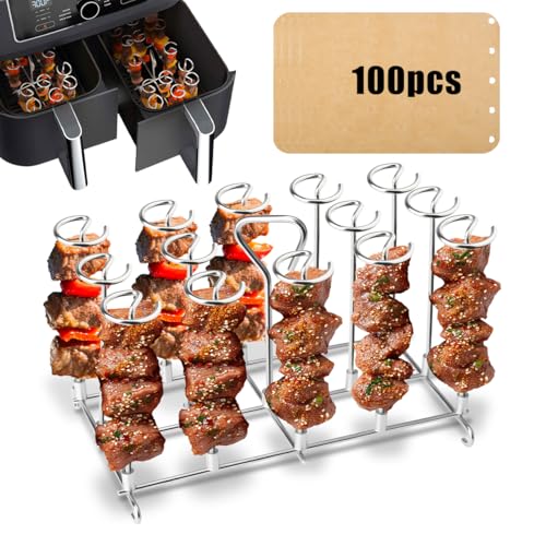 BESPOTCL 304 Edelstahl Vertikalspieß-Set Kompatibel mit Ninja Foodi Heißluftfritteuse AF300EU...