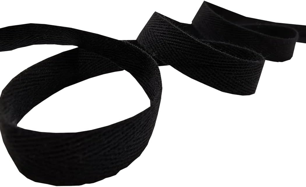 Nonmol Cotton Twill Tape 1/2 Inch Wide 50 Yard Soft Natural Herringbone Cotton Webbing Roll forDIY Craft Making (1/2 inch,50 Yards, Black)