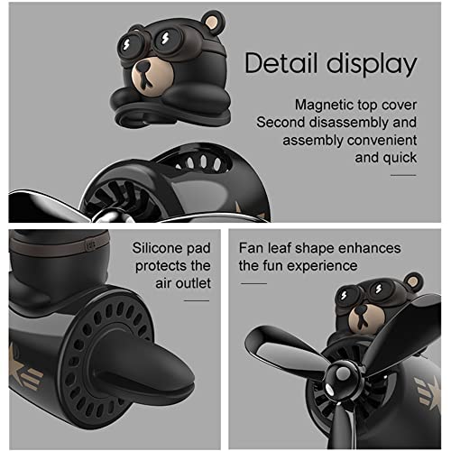 Whksoy Car Air Fresheners Cute Cartoon Bear Pilot Automotive Air Outlet Propeller Creative Fan Car Perfume Decoration #TOP4