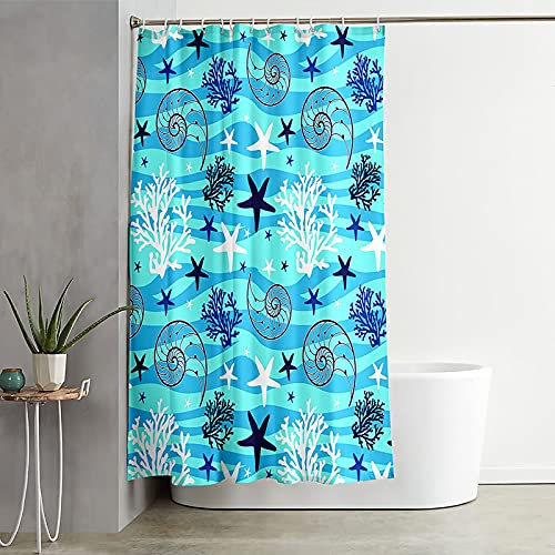 Rideau de douche 165x200cm bleu blanc en polyester imperméable
