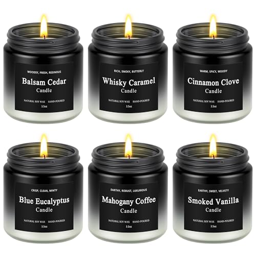 Scented Candles for Men 6 Packs Soy Wax Candle Gifts Set for Men & Women Long Lasting Candles for Home Scented Mens Candles Gifts for Fathers Day Birthday Valentine Christmas Anniversary