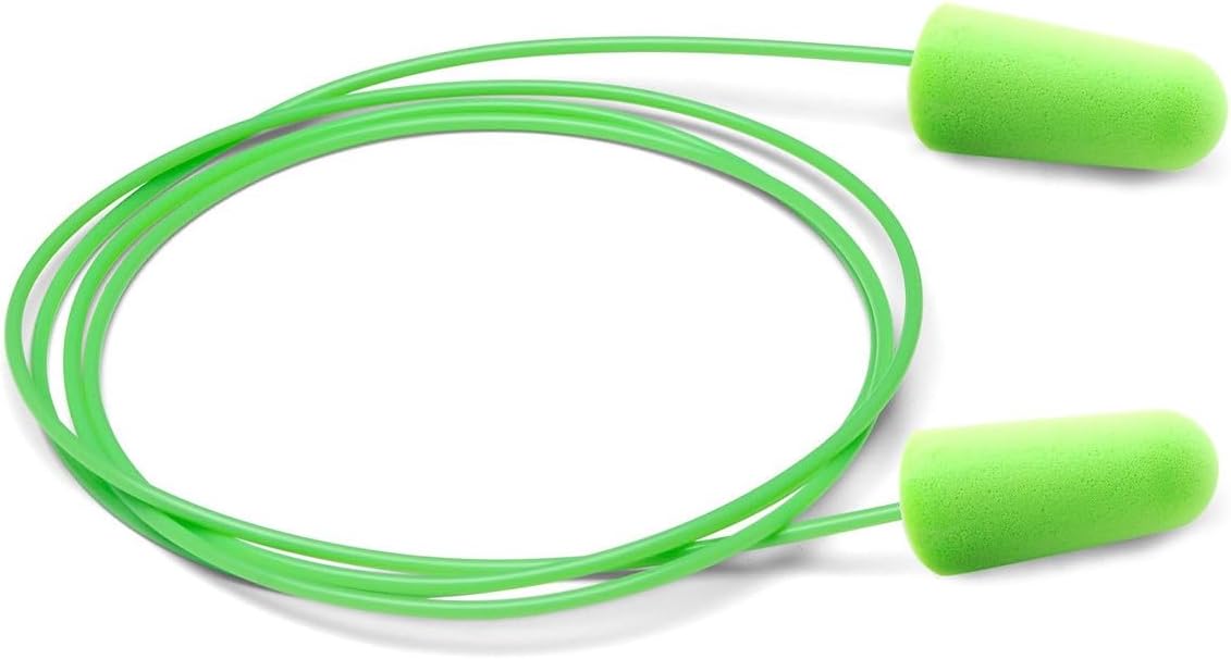Moldex 6900 Pura-Fit Single-Use Earplugs, Corded, 33NRR, Bright Green, 100 Pairs
