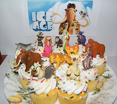 Ice Age Movies Deluxe Cake Toppers Cupcake Decorations Set of 13 Figures with Manny, Scat, Diego, Sid, Granny, the Possum Brothers and Many More!