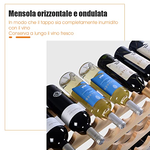COSTWAY Cantinetta Portabottiglie Vino in Legno di Pino, Portabottiglie per Vino con 6 Ripiani, per 72 Bottiglie di Vino, per Cucina, Bar e Cantina (72 Bottiglie) - immagine 6