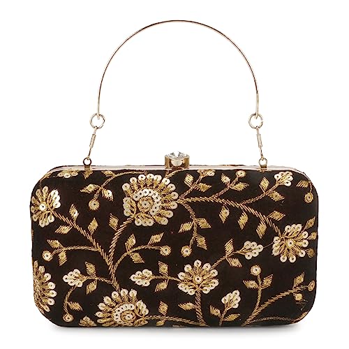 Image of LONGING TO BUY Hand Crafted Designer Box Clutch - Zari Embroidery For Women