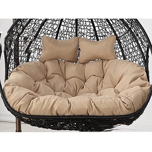 Cojines para Sillas Colgante 2 Personas, 2 Plazas Cojín de Silla de Huevo Colgante, Impermeable Cojines de Silla de Cesta Colgante Doble, Cojin Silla Columpio para Exterior Jardin, (Color:Caqui)