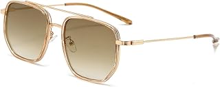 willochra Double Bridges Square Women Gradient Sunglasses Fashion Pilot Frame Men Retro Punk orange Sun Glasses Shades F27