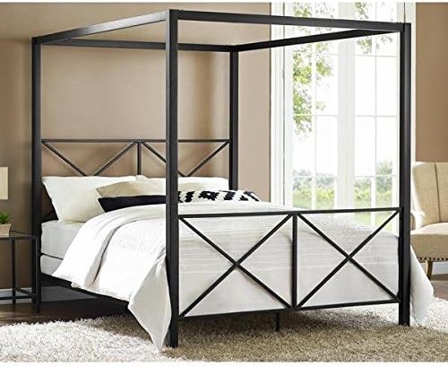 Avenue Greene Rosedale Black Sturdy Metal Canopy Queen Bed 4068039