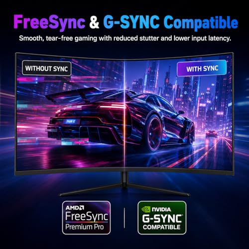 Image of 24 Inch Curved Gaming Monitor, FHD 1080P 200Hz, 1ms Computer Monitor, 1800R Display, Built-in Speakers, AMD FreeSync & G-Sync Compatible, HDMI 2.0, DP 1.4, Low Blue Light