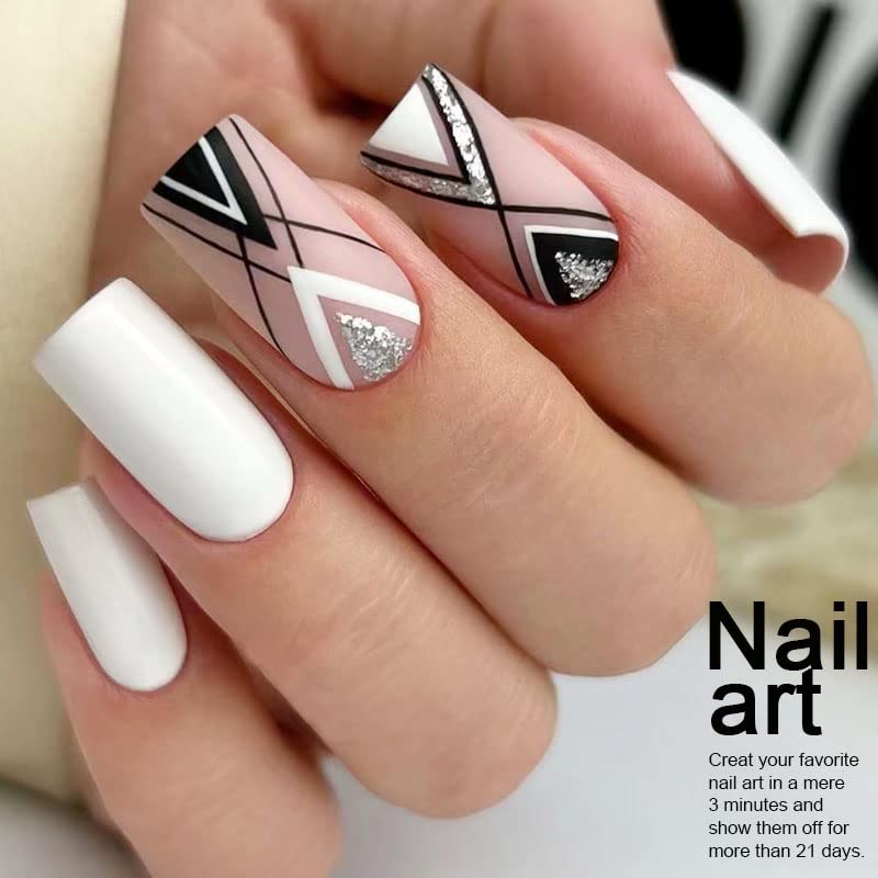 Miniatura 3 de Arte Clavo Esmalte de uñas de gel, 1 unidad de 0.5 fl oz, color blanco puro lechoso, juego de esmalte de gel semipermanente para remojar con luz LED