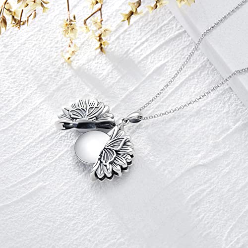 SOULMEET 1 Inch Round Sunflower Butterfly Locket Necklace That Holds 1 Picture Photo Sterling Silver Personalized Expandable Locket Necklace3